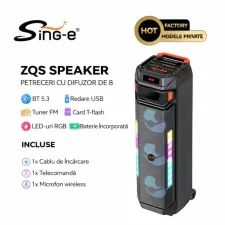 Boxă Portabilă Bluetooth cu Microfon – 16W, Baterie 2000mAh, Difuzor Wireless pentru Karaoke și Petreceri